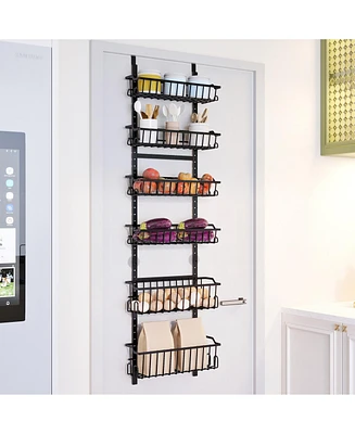 gaomon Over The Door Pantry Organizer, Hanging Door Organizer With Adjustable Detachable Basket, Suction Cups, 6-Tier Behind Door Storage For Bathroom