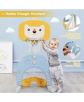 Kuyotq 3-in-1 Adjustable Kids Basketball Hoop Sports Set