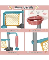 Kuyotq 3-in-1 Height Adjustable Basketball Stand Set with Soccer and Roller