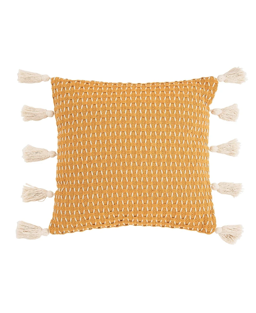 C&F Home Ochre Textured Diamond Woven Throw Pillow