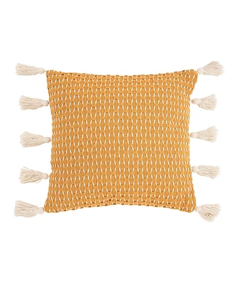 Ochre Textured Diamond Woven Throw Pillow