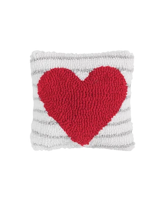 C&F Home 8" x 8" Heart Stripe Small/Petite Valentine's Day Hooked Accent Throw Pillow