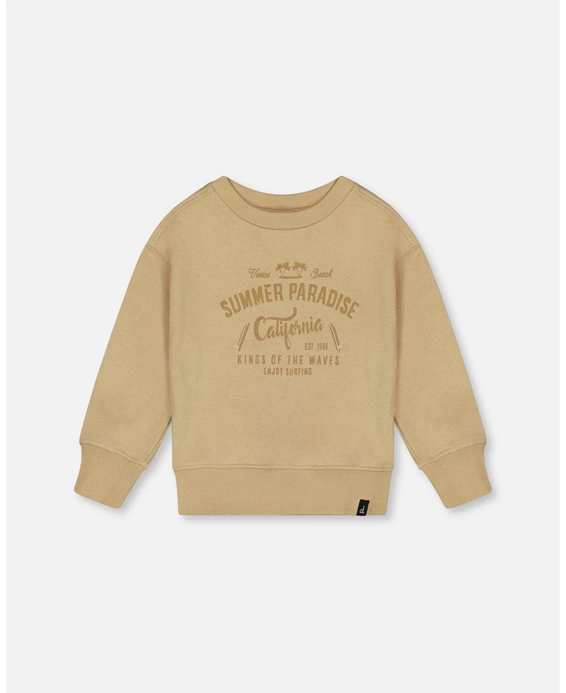 Deux par Big Boys Pullover Graphic Sweatshirt Beige