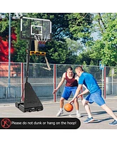 Costway 4.9-10 Ft Basketball Hoop System with 44 Inch Shatterproof Backboard with Wheels