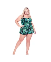 Avenue Plus Size Twist Skirt Print 1 Piece