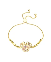 Disney Pink Crystal Minnie Mouse Flower Adjustable Bolo Bracelet