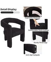 gaomon Modern Sherpa Barrel Dining Chair, Upholstered Faux Fur Dining Room Chair Comfy Side Chair for Kitchen/Living Room
