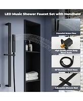 Casainc Flush-Mount Led Bluetooth Music Rainfall Shower System with Smart Touch Screen Display