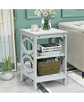 Gouun 2 Pieces 3-tier Nightstand Sofa Side End Accent Table Storage Display Shelf