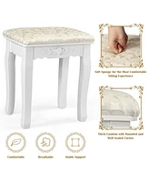Gouun Makeup Vanity Dressing Table Set with Dimmable Bulbs Cushioned Stool