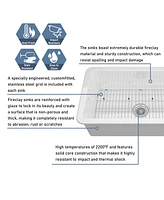 Casainc 32inch L x 19inch W Single Bowl Fireclay Undermount Kitchen Sink with Sink Grid