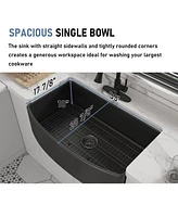 Casainc 33inch L x 21inch W Single Bowl Fireclay Kitchen Sink with Grid