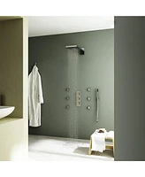 4 Function Shower System with Handheld Shower Head Rainfall Shower Head with Side Body Jets, Brushed Gold
