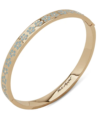 Karl Lagerfeld Paris Gold-Tone Flower Inlay Polished Bangle Bracelet