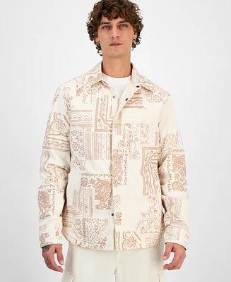 Guess Men's Bandana-Print Shirt Jacket