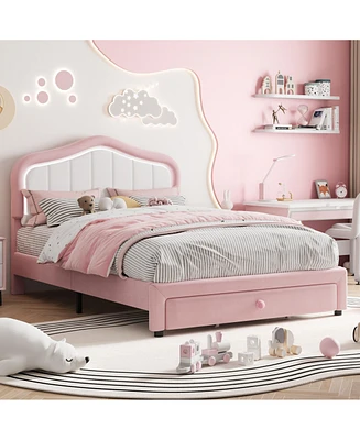 gaomon Twin Upholstered Bed Frame with Storage Drawers
