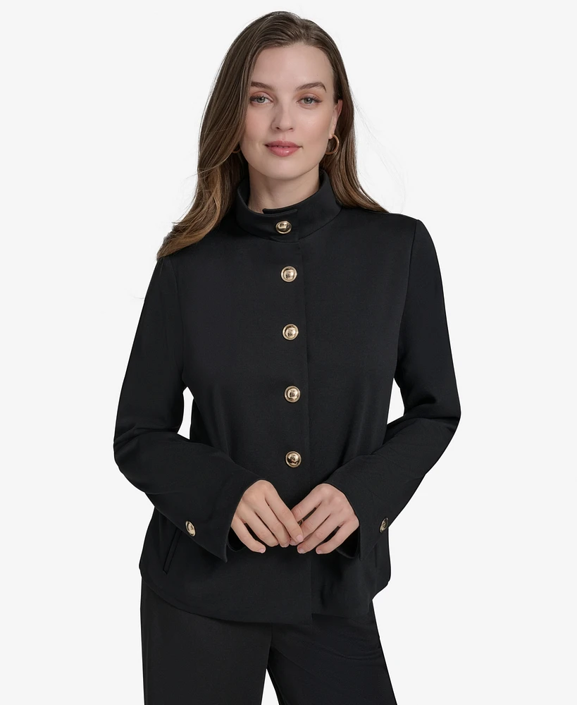 Halston Women's Ponte Snap-Front Embellished-Button Jacket