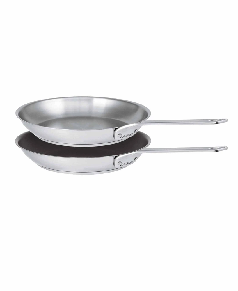 Cristel 1826 2-Piece Stainless Steel Mixed 10" Frying Pan Set