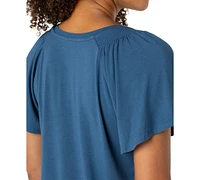 Liverpool Los Angeles Petite Flutter-Sleeve V-Neck Top