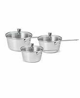 Cristel 1826 3-Piece Stainless Steel Saucepan Set with Glass Lids