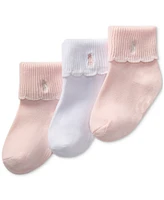 Polo Ralph Lauren Baby Girls Scallop Turn-Cuff Socks, 3 Pack