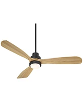 Casa Vieja 52" Delta Modern Country Indoor Outdoor Ceiling Fan 3 Blade Cct Led Light Remote Control Matte Black Finish Wood Blades Bedroom Patio Livin