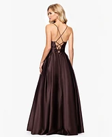 Blondie Nites Juniors' Gathered-Bust Boned-Waist Ball Gown