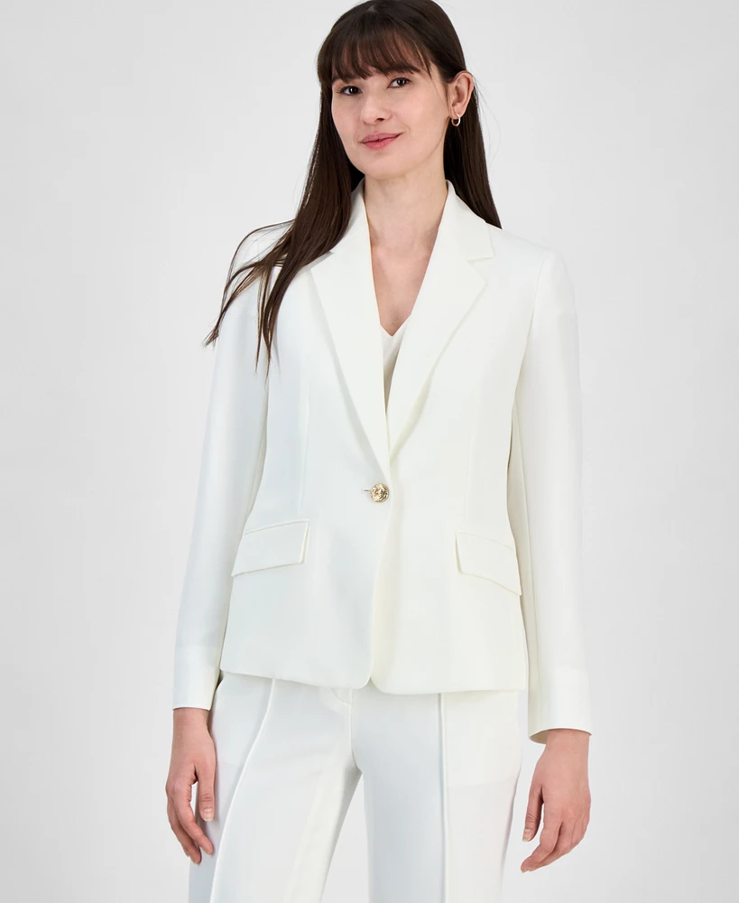 Kasper Women's One Button Notched Collar Blazer, Regular and Petite Sizes