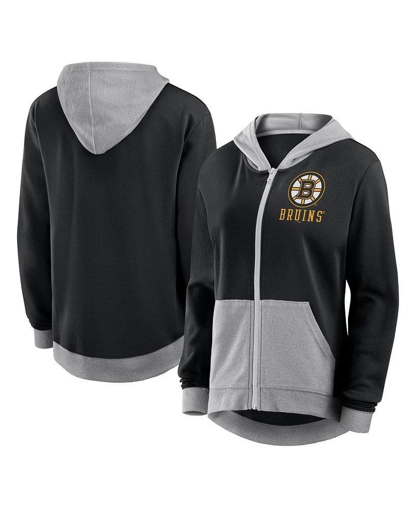 Logo Athletic Women's Black Boston Bruins Hit It French Terry Full-Zip Hoodie