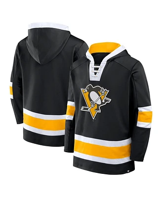 Fanatics Men's Black Pittsburgh Penguins Inside Line Fleece Pullover Hoodie