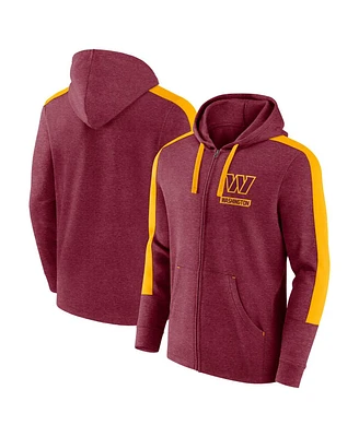 Fanatics Men's Heather Burgundy Washington Commanders Gains Full-Zip Hoodie