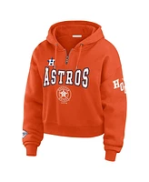 Wear by Erin Andrews Women's Orange Houston Astros Patch Quarter-Zip Hoodie