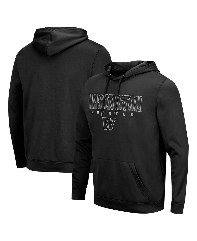 Colosseum Men's Black Washington Huskies Blackout 3.0 Pullover Hoodie