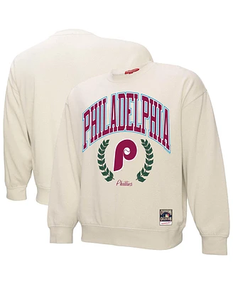 Mitchell & Ness Women's Cream Philadelphia Phillies Cooperstown Collection Laurel Pullover Sweatshirt