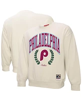 Mitchell & Ness Women's Cream Philadelphia Phillies Cooperstown Collection Laurel Pullover Sweatshirt