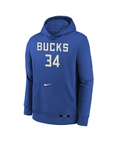 Nike Big Boys and Girls Giannis Antetokounmpo Royal Milwaukee Bucks 2024/25 City Edition Name Number Pullover Hoodie