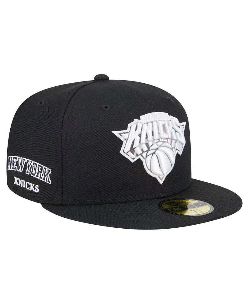 New Era Men's Black York Knicks Camo Print Uv 59FIFTY Fitted Hat