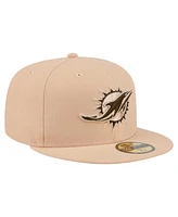 New Era Men's Tan Miami Dolphins Candied Pecan 59FIFTY Fitted Hat