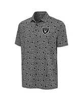 Antigua Men's Heather Black Las Vegas Raiders Relentless Polo