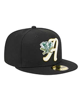 New Era Men's Black Athletics Duo Logo 2.0 59FIFTY Fitted Hat