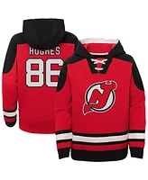 Outerstuff Big Boys and Girls Jack Hughes Red New Jersey Devils Must-Have V-Neck Name Number Pullover Hoodie