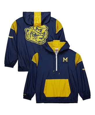 Mitchell & Ness Men's Navy Michigan Wolverines Anorak Vintage Logo Half-Zip Hoodie Jacket