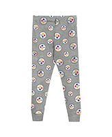 Outerstuff Preschool Heather Gray Pittsburgh Steelers Long Sleeve T-Shirt and Pants Sleep Set