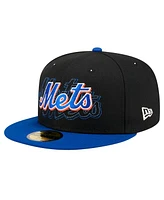 New Era Men's Black New York Mets Shadow Stitch 59FIFTY Fitted Hat