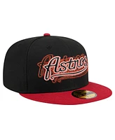 New Era Men's Black Houston Astros Shadow Stitch 59FIFTY Fitted Hat