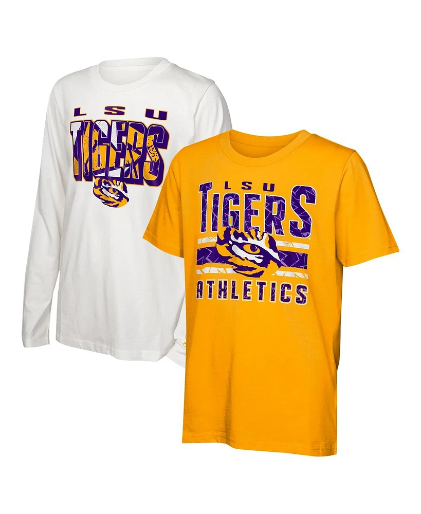 Outerstuff Big Boys and Girls Lsu Tigers the Mix T-Shirt Combo Set