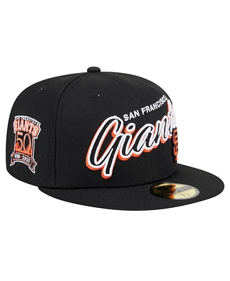 New Era Men's Black San Francisco Giants Script Sided 59FIFTY Fitted Hat