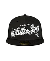 New Era Men's Black Chicago White Sox Script Sided 59FIFTY Fitted Hat