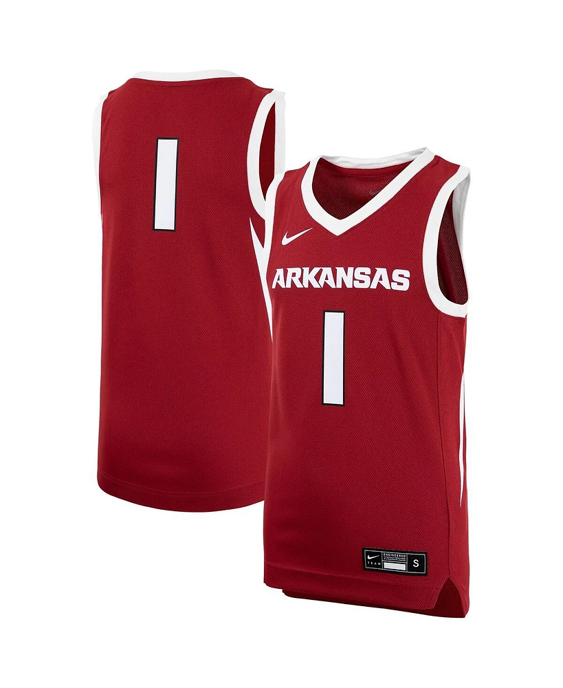 Nike Big Boys and Girls 1 Crimson Arkansas Razorbacks Replica Basketball Jersey