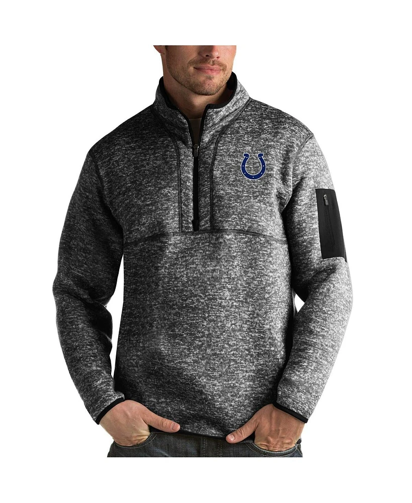 Antigua Men's Heather Black Indianapolis Colts Fortune Quarter-Zip Pullover Jacket